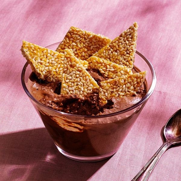 Vegan Chocolate Mousse With Sesame Brittle
