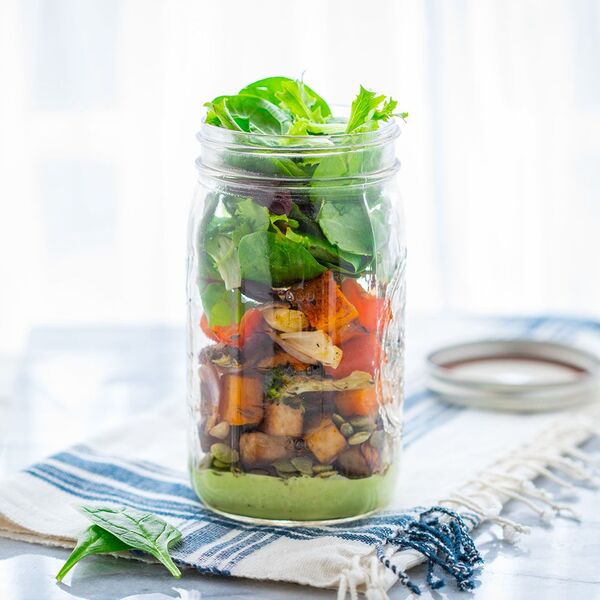 Roasted Veggie Mason Jar Salad