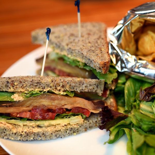 Vegan BLT with Eggplant “Bacon” and Other Vegetarian Delights