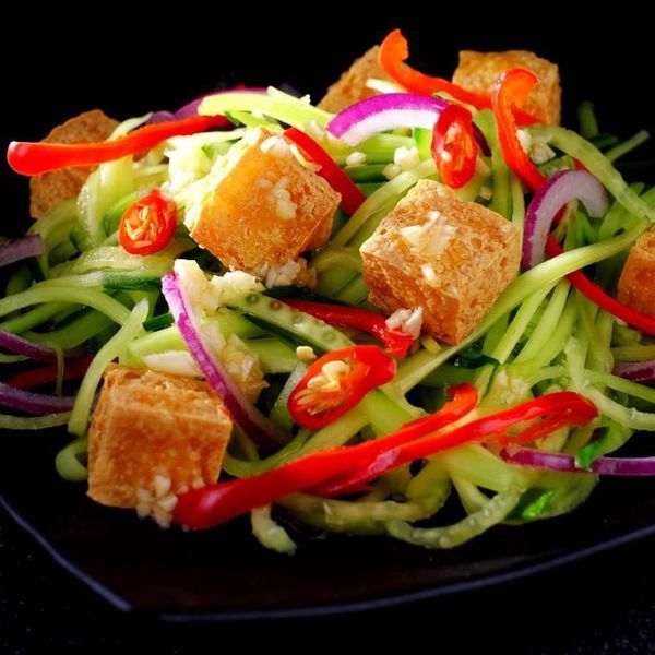 Crisp Tofu and Thai Cucumber Raita