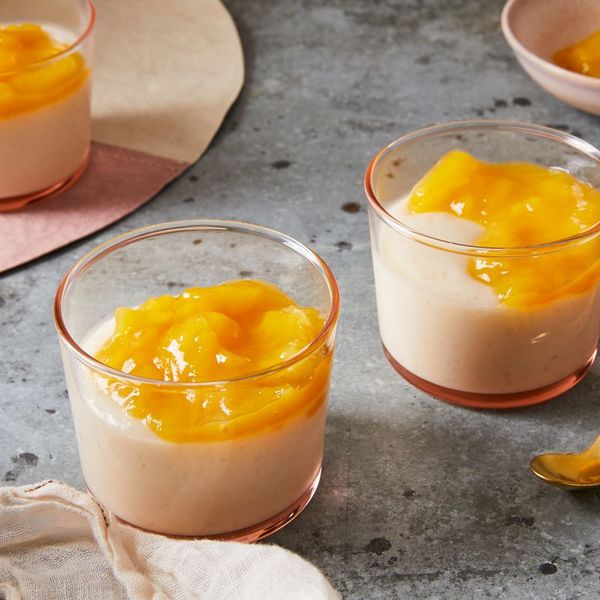 Vegan Coconut-Lime Panna Cotta with Mango Jam