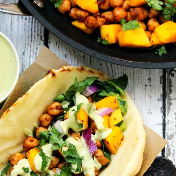 Vegan Spicy Chickpea and Mango Wraps