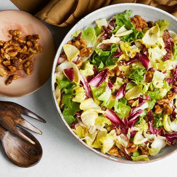 Vegan Caesar Salad with Chicories and Walnuts