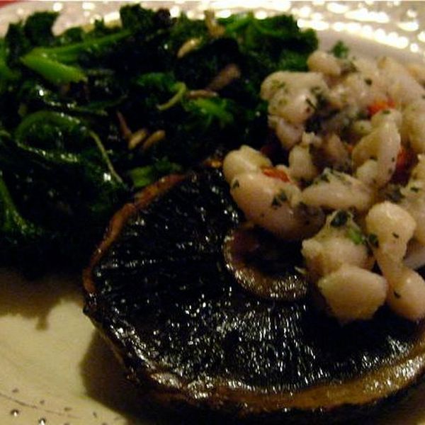 Oven-Baked Portobello Mushrooms Marinated in Balsamic (Vegan, Gluten Free) Vinegar, Shallots and Thyme
