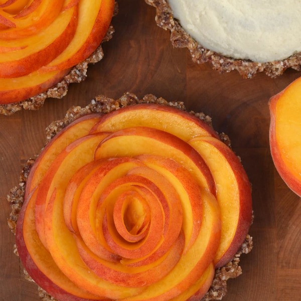 Dessert Recipe: No-Bake Peach Tarts with Ginger and Coconut (Gluten-Free & Vegan)