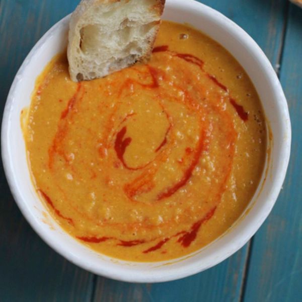 Roasted Corn, Red Pepper, and Sweet Potato Soup with Coconut Milk (Vegan)