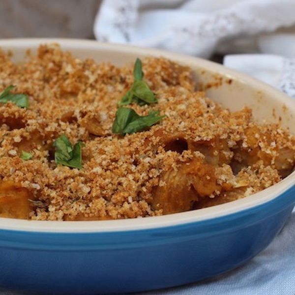 Baked Whole Wheat Pipe Rigate Pasta With Creamy Butternut Squash