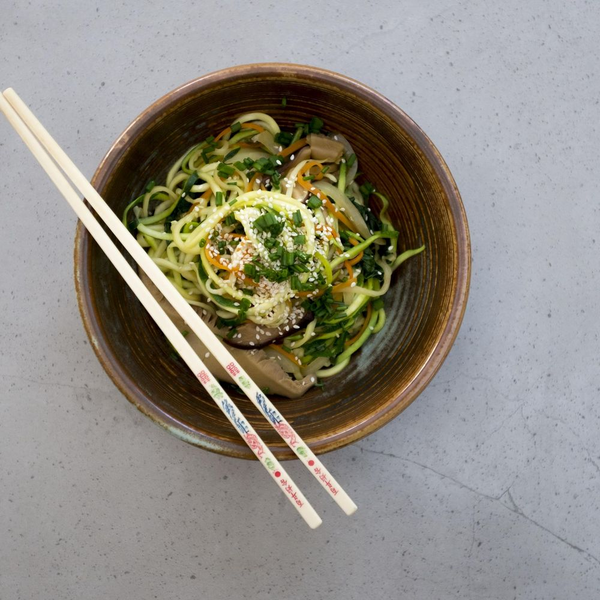 Gluten-free vegan zucchini noodle japchae