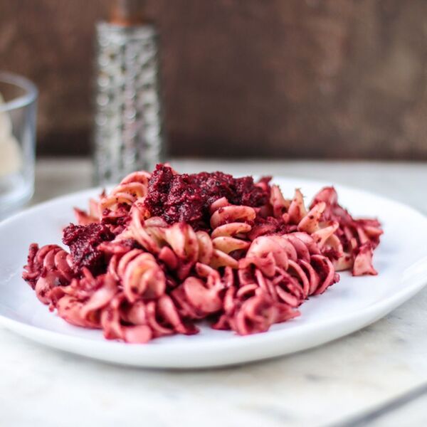 Pink Pasta – with a creamy vegan vegetable sauce