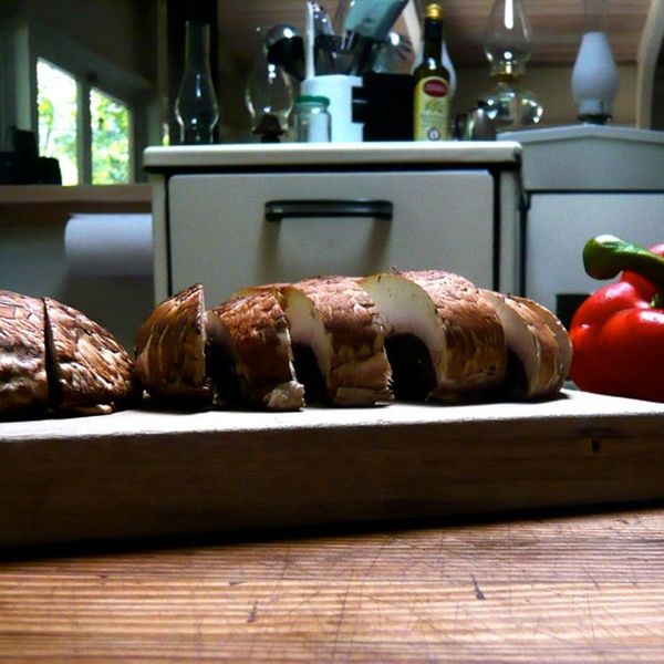 Portobello Burgers with Arugula, Peppers and Garlic-Mayonnaise