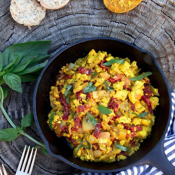 TOFU SCRAMBLE WITH SUNDRIED TOMATOES AND BASIL
