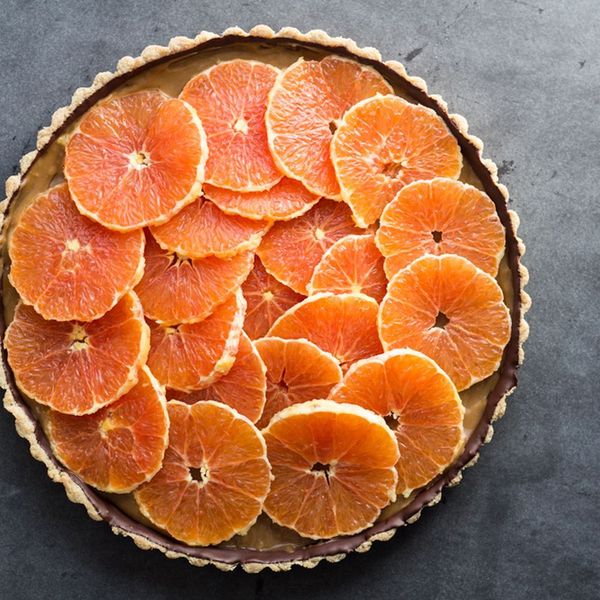 Healthy Almond Chocolate Caramel Orange Tart