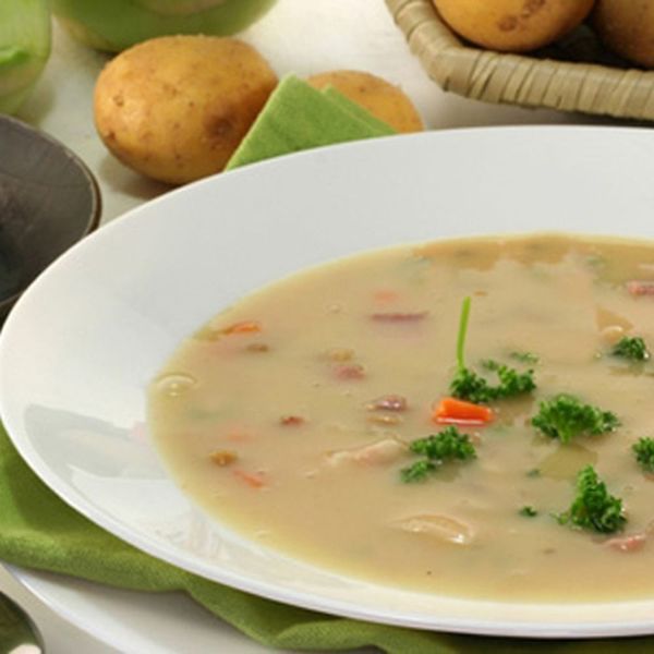 Baked Potato Soup with Crunchy Potato Skins