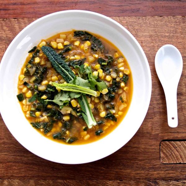 Sweetcorn Soup with Kale & Ginger