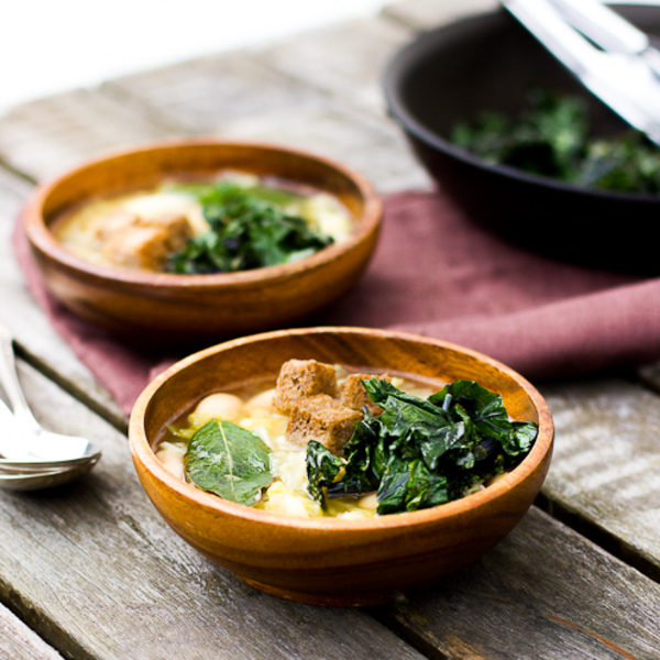 Cabbage, Bean and Crispy Cale Soup