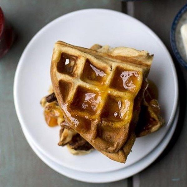 Almond Waffles and Apricot Preserves