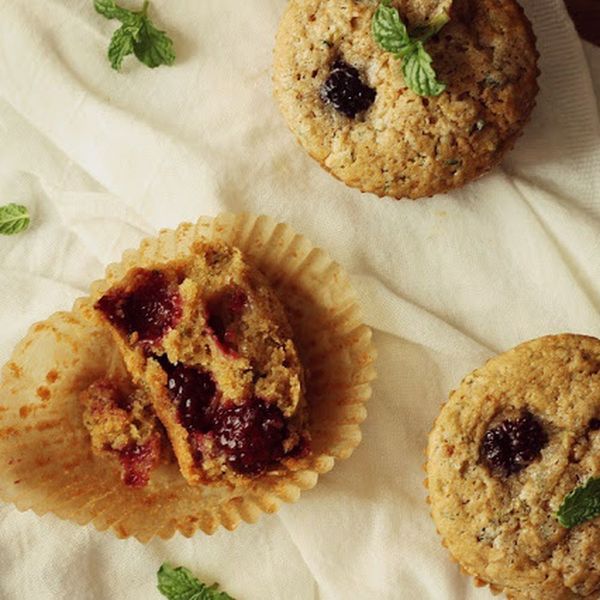 Minty Blackberry & Zucchini Muffins