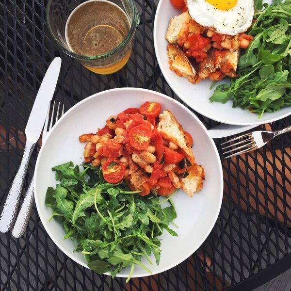 Warm Tomato, White Bean & Sourdough Salad