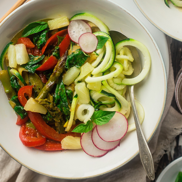 Thai Green Curry Zucchini Noodle Bowl