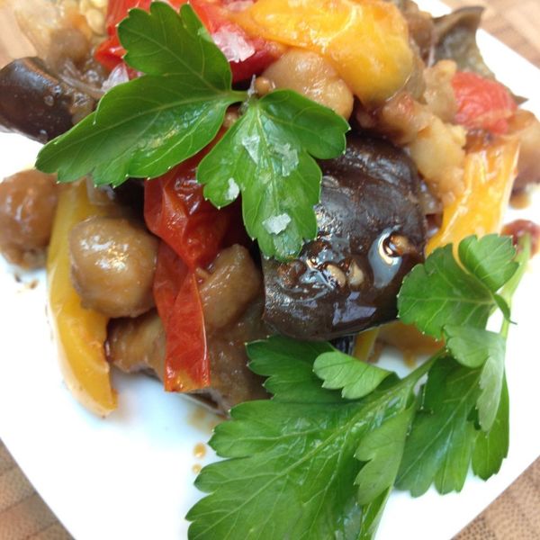 Roasted Mediterranean Vegetables with Chickpeas