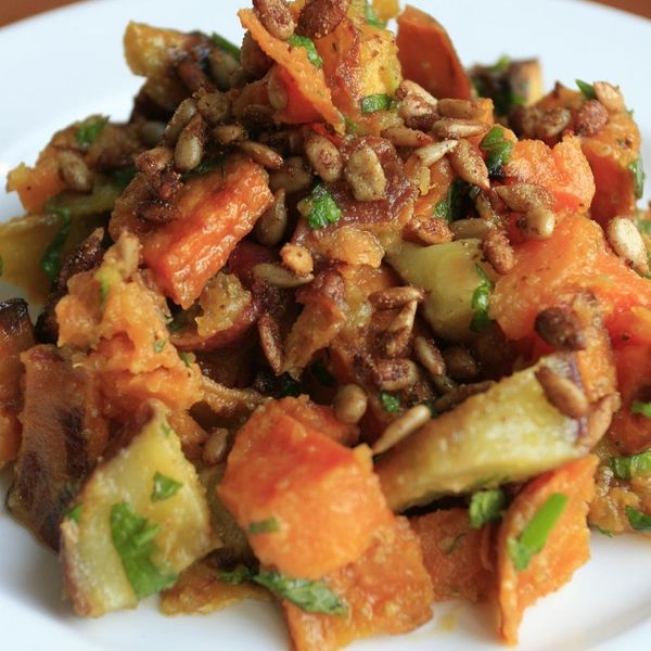 Roast Sweet Potato (Kumura) Salad with Toasted Cumin, Lime, and Fresh Mint