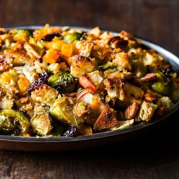 Butternut Squash, Brussels Sprout & Bread Stuffing With Apples