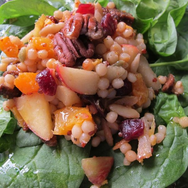 Israeli Couscous-Butternut Squash Salad with Fruit, Cheese + Orange Vinaigrette
