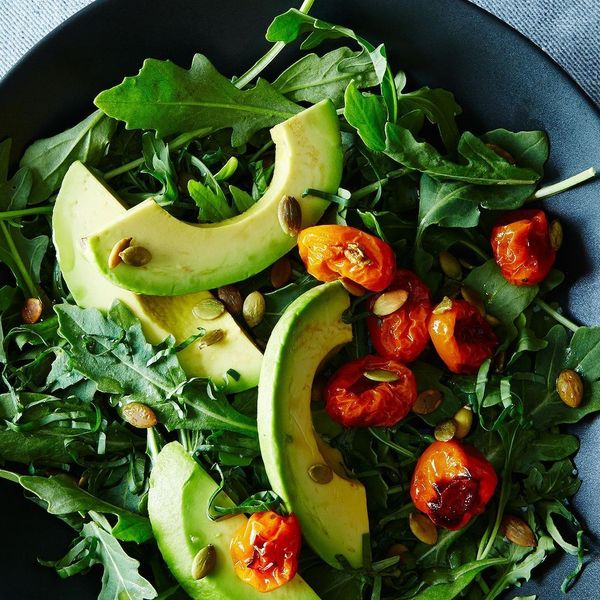 Avocado with Pomegranate Molasses, Tomatoes, Citrus, and Basil