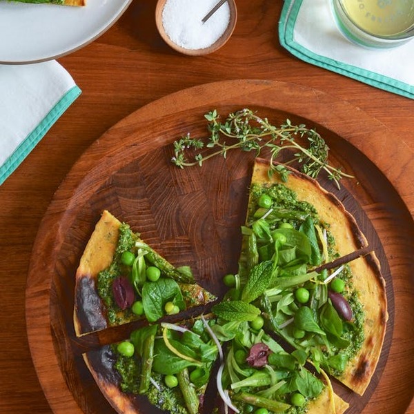 Recipe: Socca Flatbread with Spring Pesto and Salad