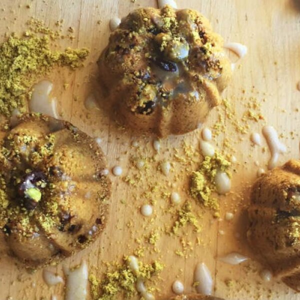 Jenny Engel and Heather Goldberg’s Mini Pistachio Chewy Bite Rum Bundt Cakes