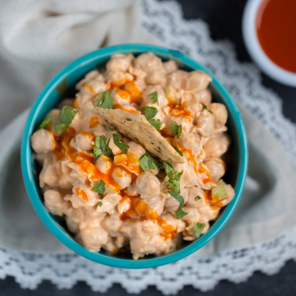 Buffalo Chickpea Salad (vegetarian + vegan option)