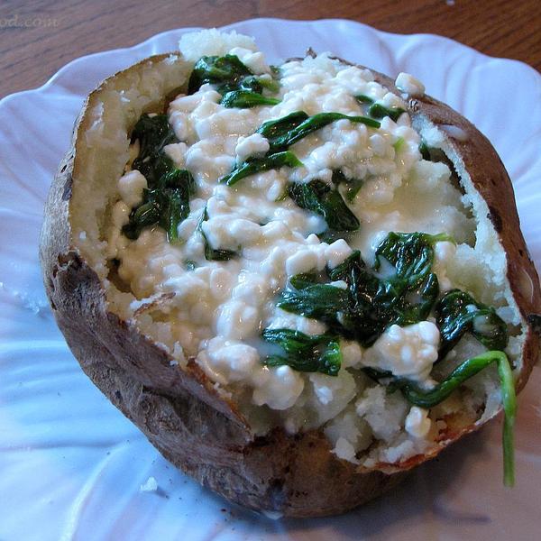 Lighter Parmesan Spinach-Stuffed Potatoes With Vegan Variation