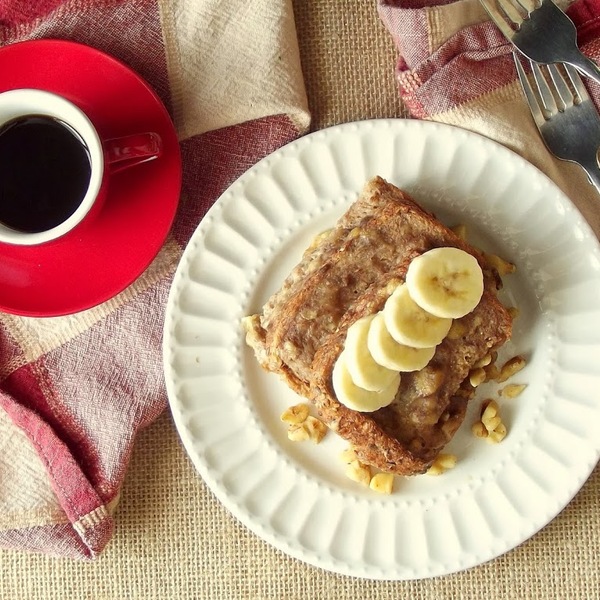 Vegan Banana Walnut Baked French Toast