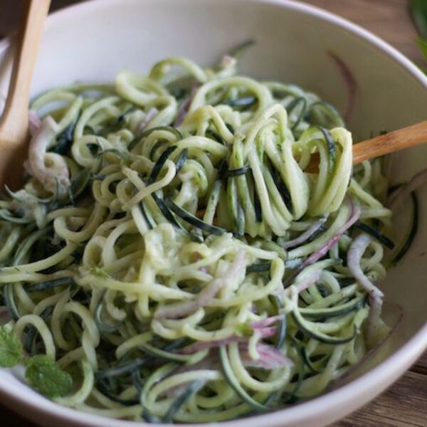 Vegan Yogurt Dill Dressing With Cucumber Noodles