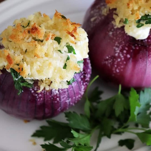 Emeril’s Creamy Roasted Red Onions {vegan version}