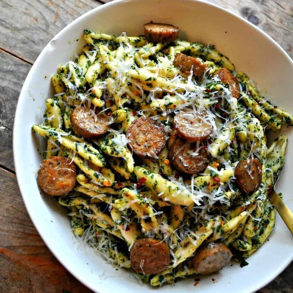 Vegan Roasted Kale Pesto Pasta