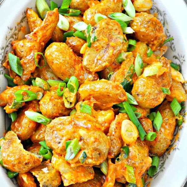 Vegan Spicy Smashed Potato Salad