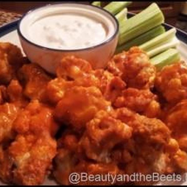 Cauliflower Buffalo Wings with Vegan Blue