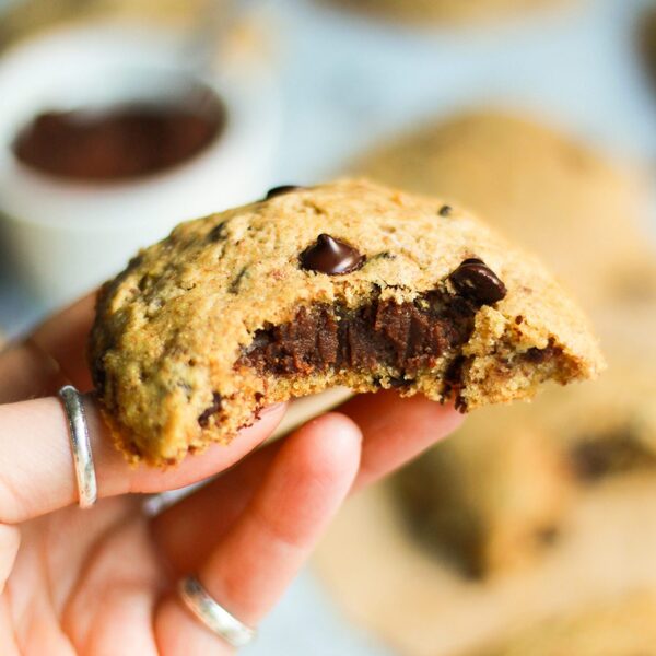 Vegan Nutella Stuffed Chocolate Chip Cookies