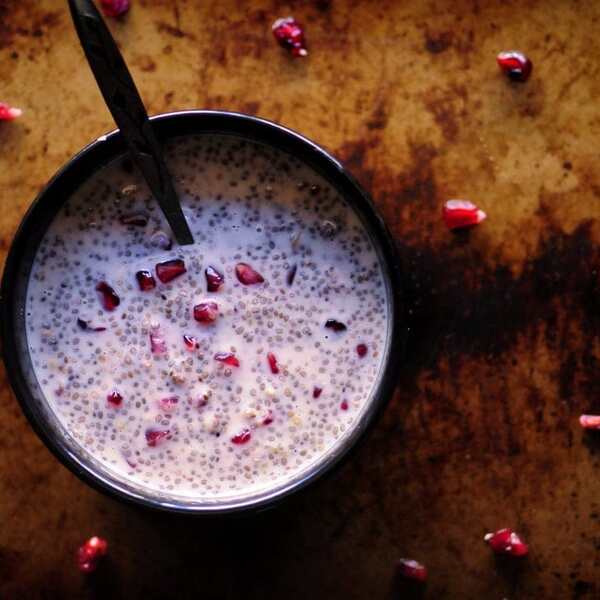 Honey Ginger Pomegranate Chia Seed Pudding (Gluten-Free, Vegan Option)