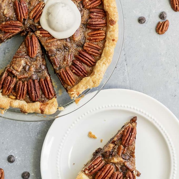 Vegan Chocolate Bourbon Pecan Pie