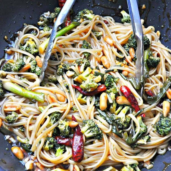 Vegan Kung Pao Broccoli Lo Mein
