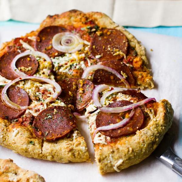 Classic Vegan Pepperoni Cheese Pizza With Flax Walnut Wheat Crust