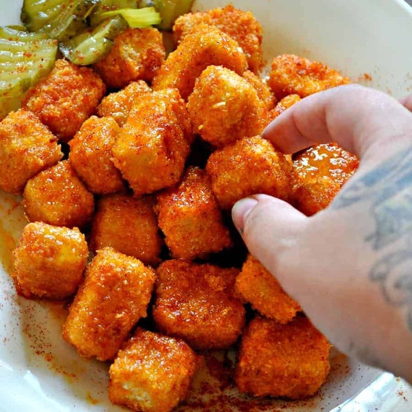 Vegan Nashville Hot Tofu Nuggets