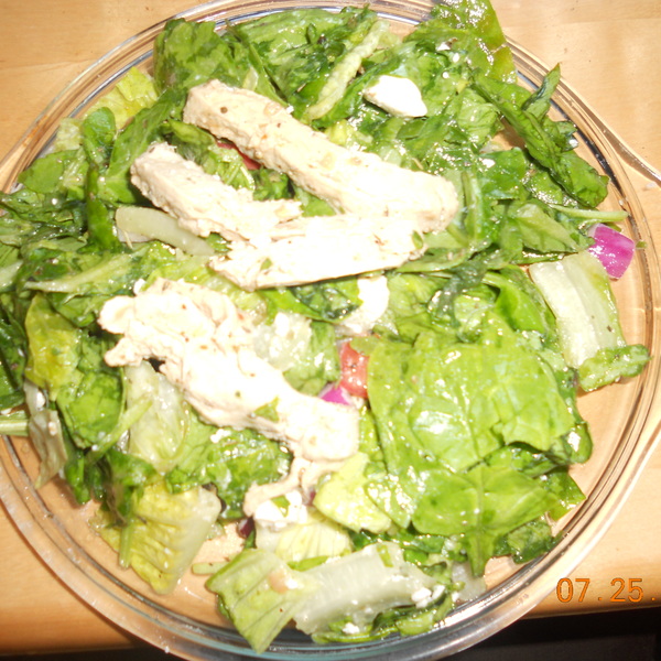 Baked Greek Vegan Chicken-Free Strip Salad