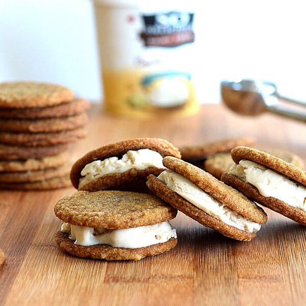 Ginger Cookie Ice Cream Sandwiches {Vegan}
