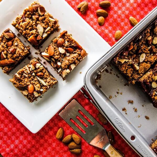 Vegan Almond Strawberry Rhubarb Jam Bars