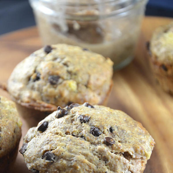 Vegan Banana Chocolate Chip Muffins with A