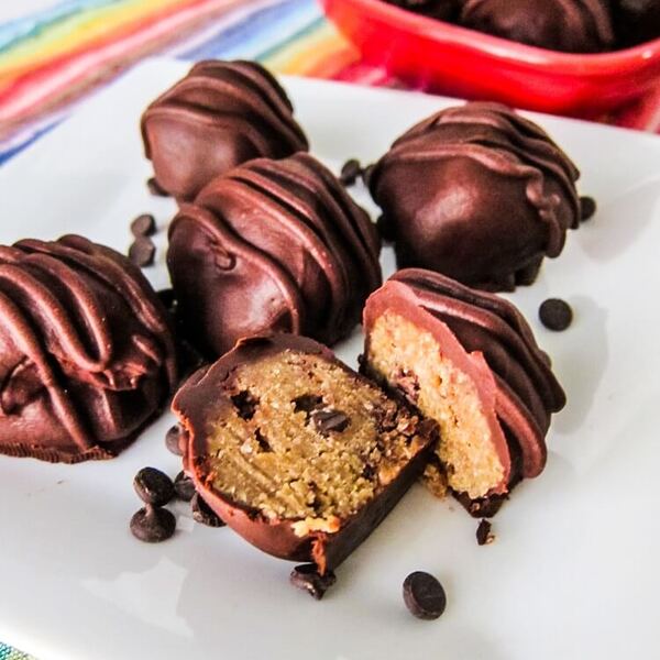Vegan Chocolate Chip Cookie Dough Truffles with Fleur de Sel