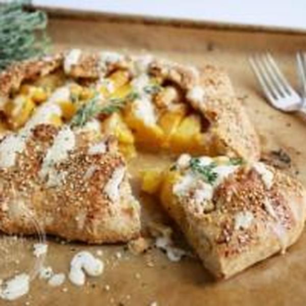Maple glazed peach galette with cashew cre